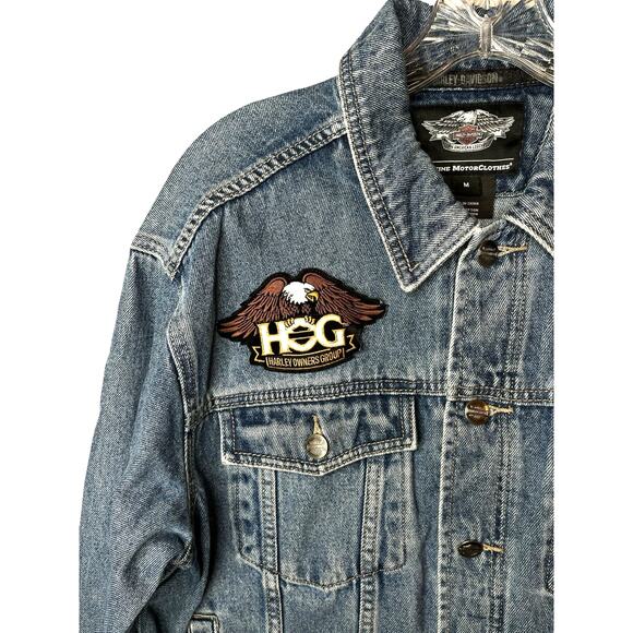 Vintage Harley Davidson Motorcycle Big Logo Denim Jacket Size M - Picture 5 of 16